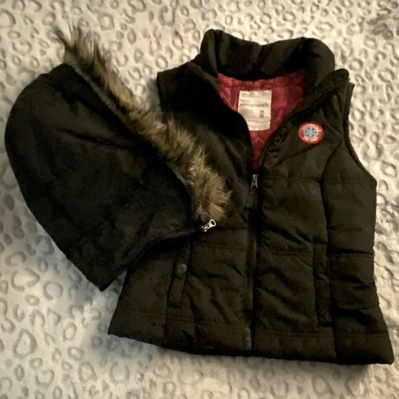 Aeropostale Black Detachable Hood Puffer Vest - Picture 1 of 9